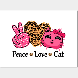 Peace Love Cat Posters and Art